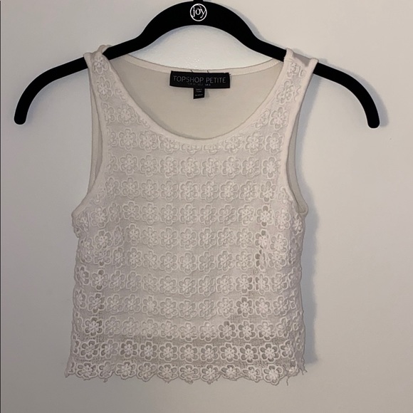 Topshop Cropped Flower Lace Tank Top Petite - Picture 2 of 8